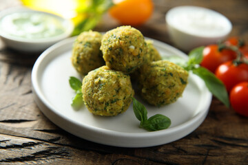 Traditional homemade falafel with herbs	