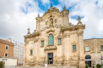 Fototapeta na wymiar View atthe Church of Saint Francis of Assisi in San Francesco place of Matera - Italy