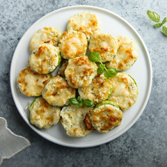 Roasted courgette with cheese and herbs