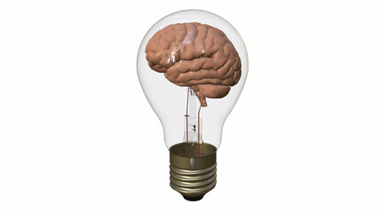 The brain in the bulb. Rendering in 3D.