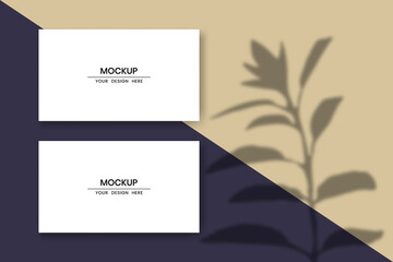 Blank horizontal cards mockup with shadow overlay effect