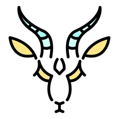 Horn gazelle icon. Outline horn gazelle vector icon color flat isolated