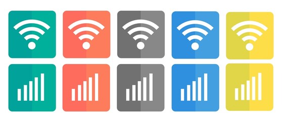 A simple set of Wi-Fi and radio wave icons.