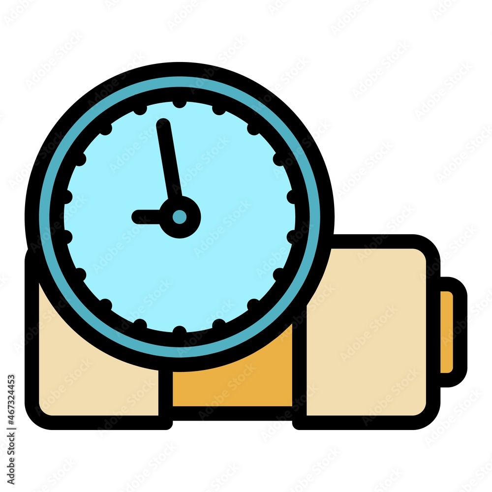 Poster time clock battery icon. outline time clock battery vector icon color flat isolated
