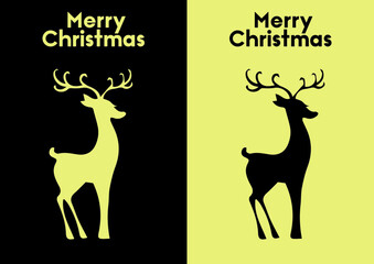 Christmas black and gold greeting card with Reindeer