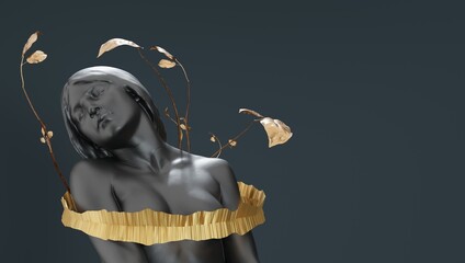 Greek goddess abstract background. 3d rendering.