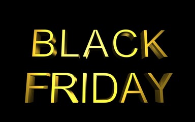 Low angle view of Black Friday 3d golden text on black background