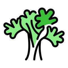 Parsley bunch icon. Outline parsley bunch vector icon color flat isolated