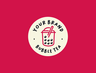 Minimal boba logo in circle badge