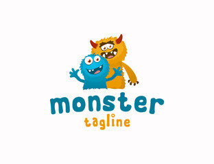 Colorfull monster or puppet logo template
