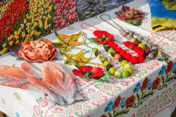 Ukrainian wreaths and red beads