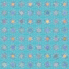 Seamless pattern. Multi-colored snowflakes.