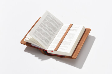 Obraz premium Notebook or diary for entries from genuine leather handmade on a white isolated background. Fashionable and stylish accessory for a businessman.