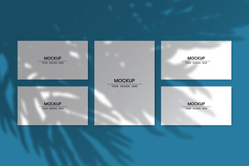 Blank paper cards mockup with shadow overlay effect