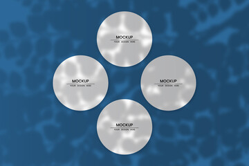 Blank circular paper cards mockup with shadow overlay effect