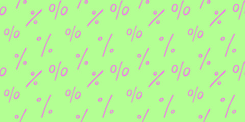 Vector seamless pattern with a percent sign. Hand drawn background and texture on the economy, Black Friday, discounts and sales