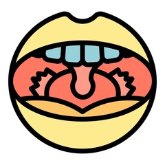 Anatomy tonsillitis icon. Outline anatomy tonsillitis vector icon color flat isolated