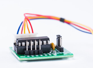 Controller for stepper motor for arduino isolated on white background. © cobracz