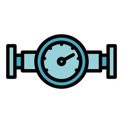 Manometer water icon. Outline manometer water vector icon color flat isolated