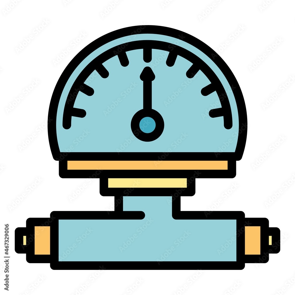 Poster manometer reading icon. outline manometer reading vector icon color flat isolated