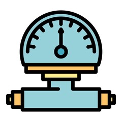Manometer reading icon. Outline manometer reading vector icon color flat isolated