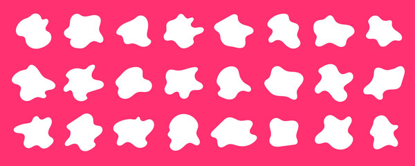 White abstract fluid shapes collection isolated on pink background