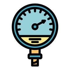 Manometer machine icon. Outline manometer machine vector icon color flat isolated