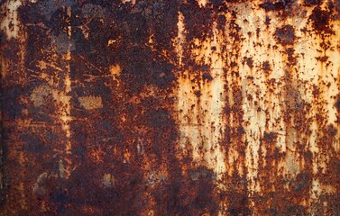rust corroded metal surface with yellow,orange, red and dark brown tones - worn steampunk...