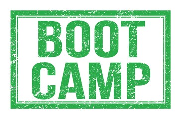 BOOT CAMP, words on green rectangle stamp sign