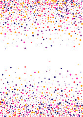 Purple Energy Round Background. Dot Bright Illustration. Red Confetti Splash. Circle Yellow Colorful Wallpaper. Prize Texture.