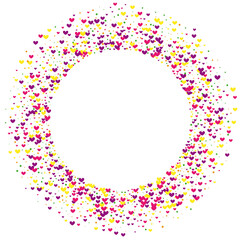 Rose Date Round Texture. Yellow Ornament Frame. Purple Heart Symbol. Red Valentine Illustration. Element Backdrop.