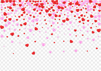 Violet Confetti Background Transparent Vector. Greeting Pattern Heart. Pink Elegant Texture. Fond Confetti Honeymoon Frame. Tender Blank Backdrop.