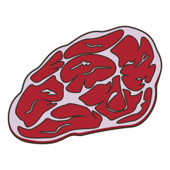 A slice of ham. Hand Drawn Illustration. Savoyar Doodle Style. Vector illustration.