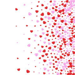 Violet Heart Background White Vector. Romantic Pattern Confetti. Red Volume Backdrop. Fond Heart Honeymoon Texture. Pink Art Frame.