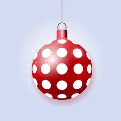 red christmas ball on a blue background, christmas background, merry christmas, happy new year, 2022, congratulations on the winter holiday, holiday