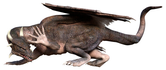 3D Rendering Fairy Tale Dragon on White