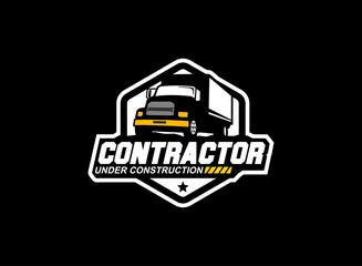 Truck logo vector for transportation company. Vehicle equipment template vector illustration for your brand.