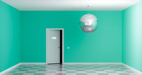 3d render, 3d illustration. Room with number 2020.