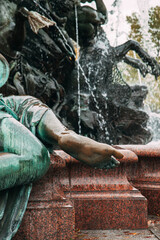 “Forckenbecken” Neptune Fountain by Reinhold Begas in autumn - Alexanderplatz - Rathausstrasse, Belin, Germany