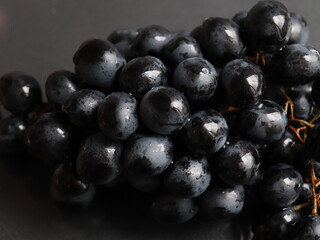 black grapes on black background