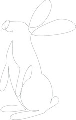 One line design silhouette of hare. Hand drawn minimalism style. Vector Illustration.