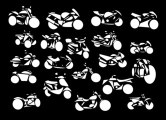 Obraz premium Line-art vector illustrations of motorbikes