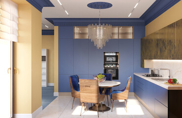 kitchen, interior visualization, 3D illustration, cg render