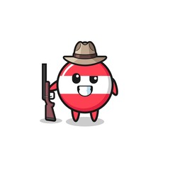 austria flag hunter mascot holding a gun