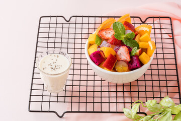 Fruit salad is a dish consisting of various kinds of fruit. fruit salad can be served as an appetizer, a side salad, or a dessert. 
