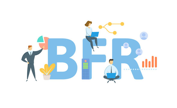 BFR, Bank Finance Rescheduling. Concept with keyword, people and icons. Flat vector illustration. Isolated on white.