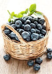Blueberries on wooden background