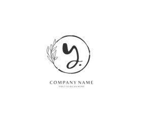 Y logo, Initial lettering handwriting or handwritten for identity. Logo with signature and hand drawn style.