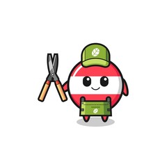 cute austria flag as gardener mascot