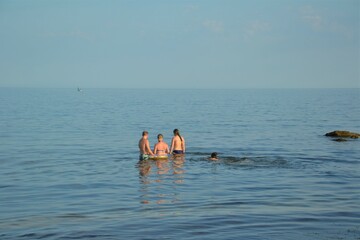 family on the beach